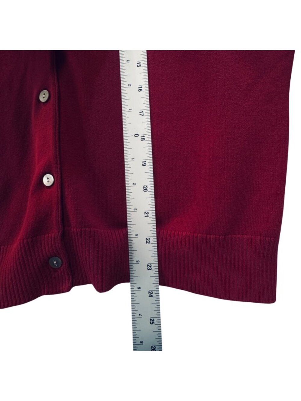 Vintage Lands End 1987 Drifter Cardigan Cotton Cranberry Size 10 Shell Buttons - Picture 15 of 16